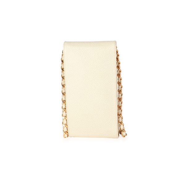 Chanel Vintage Cream Caviar Leather CC Stitch Crossbody Cellphone Holder - Picture 3 of 7